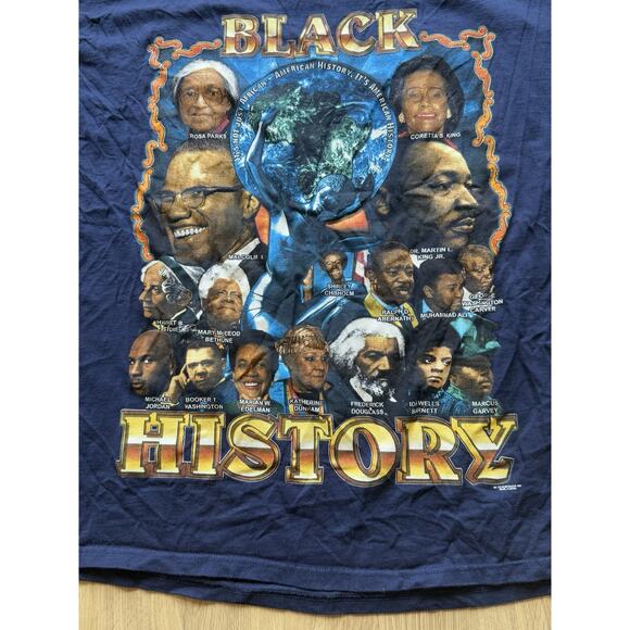 Vintage Y2K Black History 365 T-Shirt Double Sided Rap Hip Hop Tee Sz 3XL - Picture 2 of 10